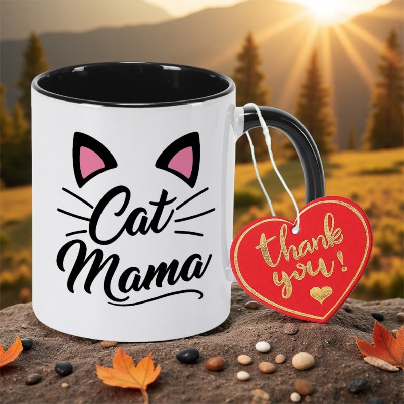 Tailorly Black Accent 11 oz Mug - ceramic coffee mug with a easter anniversaries or christmas a sturdy bohemian style gift suitable for for dad
