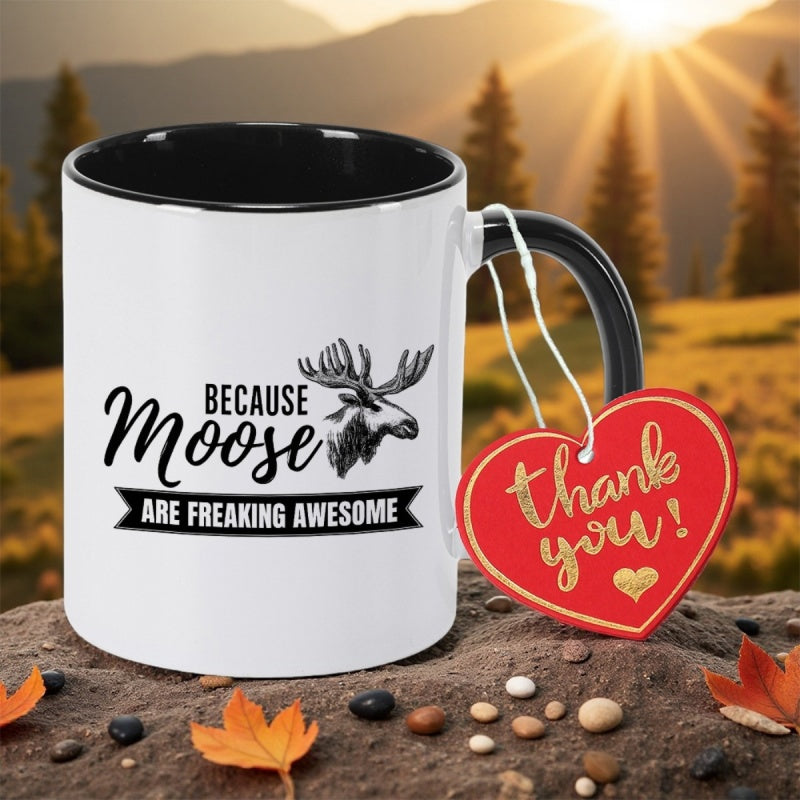 Tailorly Black Accent 11 oz Mug - moose