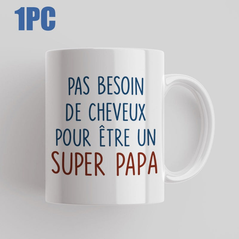 Tailorly White Ceramic 11 oz Mug - Minimalist White Ceramic Coffee Cup Featuring Bold Typography For Fatherhood Mug