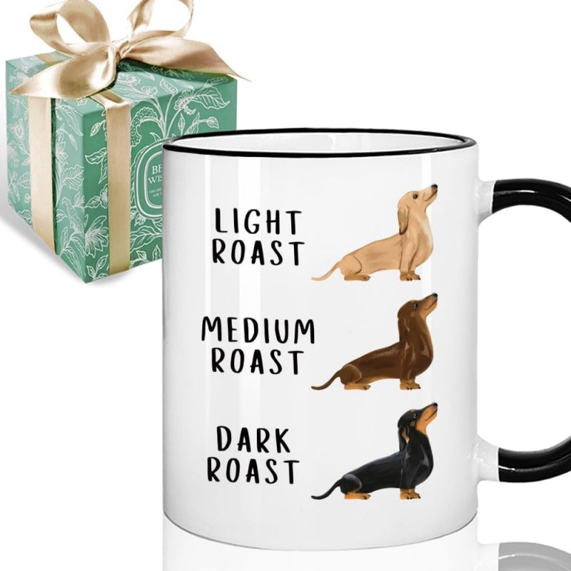 Tailorly Black Accent 11 oz Mug - funny dachshund with heart handle