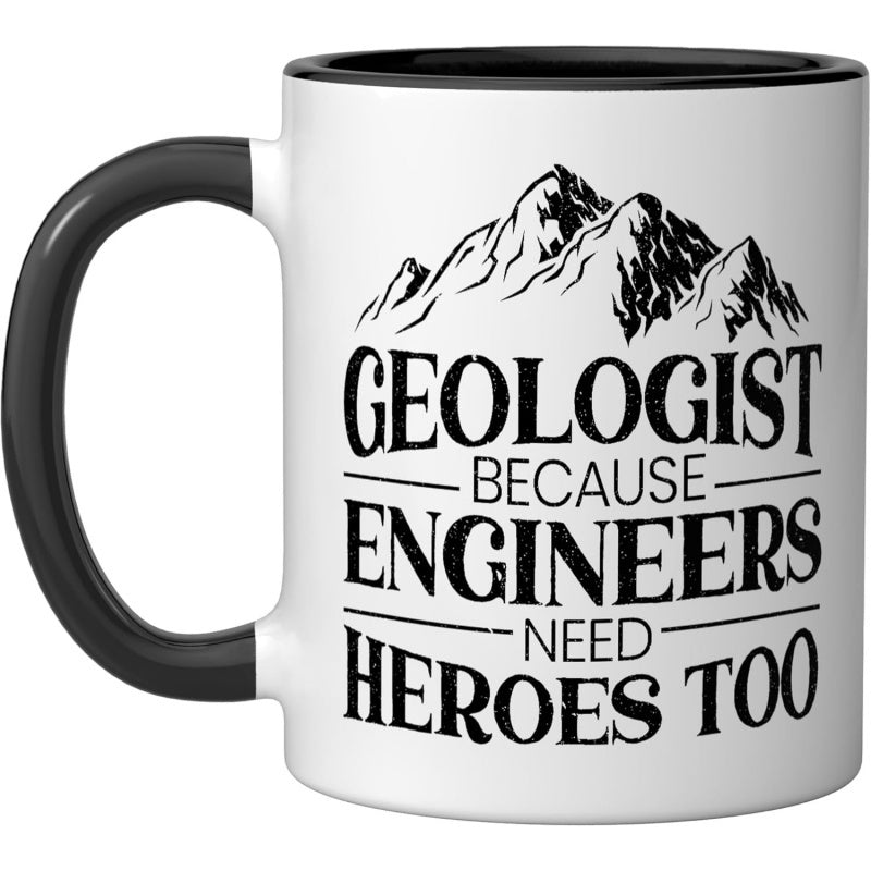 Tailorly Black Accent 11 oz Mug - geologists engineers their rockhounding text
