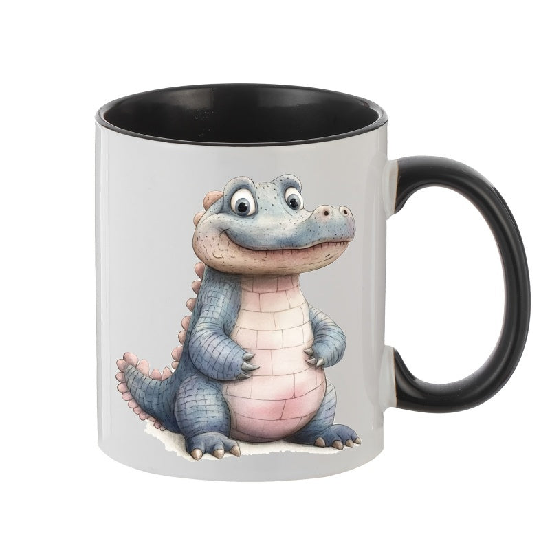 Tailorly Black Accent 11 oz Mug - crocodile design