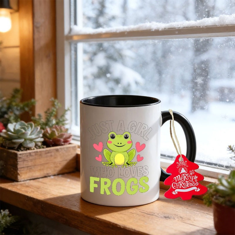 Tailorly Black Accent 11 oz Mug - cute frog