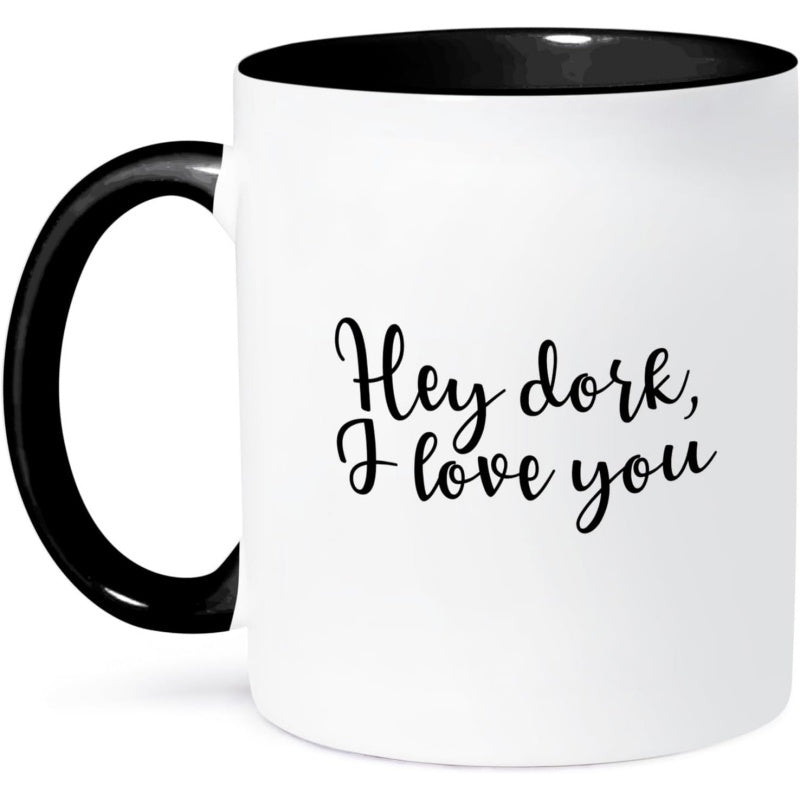 Tailorly Black Accent 11 oz Mug - hey i love you 11oz two tone
