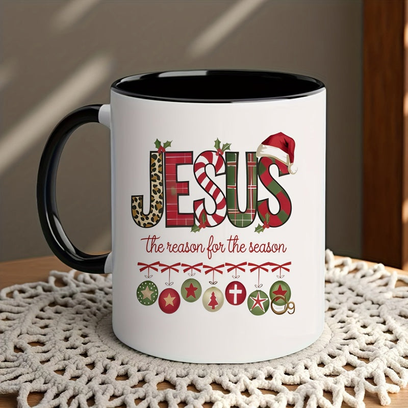 Tailorly Black Accent 11 oz Mug - merry christmas christian text
