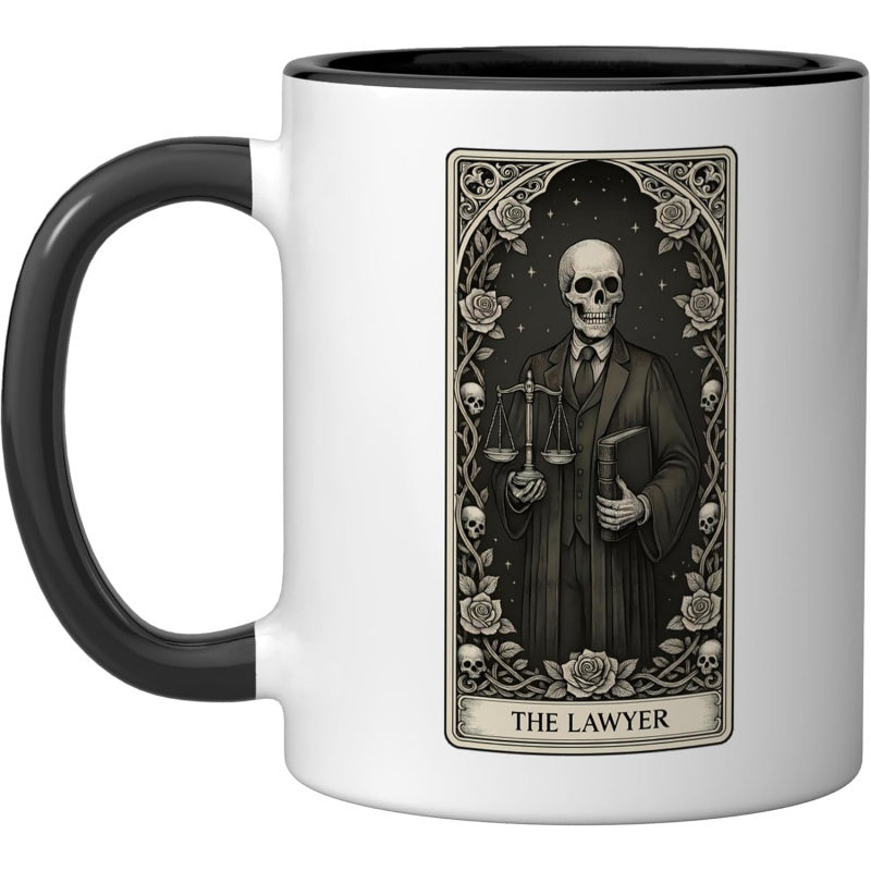 Tailorly Black Accent 11 oz Mug - skeleton black and white