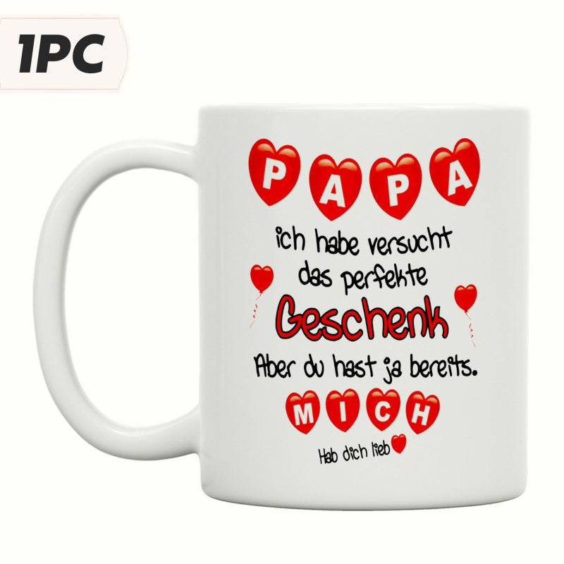 Tailorly White Ceramic 11 oz Mug - Red Heart Balloons Floating Around Sentimental Greeting On