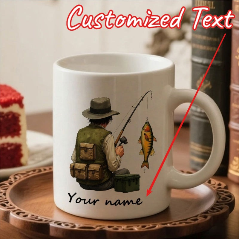 Tailorly White Ceramic 11 oz Mug - Your Name Patiently Sitting Outdoor Gear Catching A Large Golden Hooked Fisherman