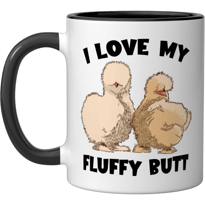 Tailorly Black Accent 11 oz Mug - black white heart shaped handle