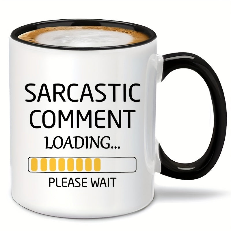 Tailorly Black Accent 11 oz Mug - humorous coffee cup with a sarcastic message in progress
