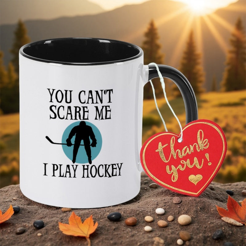 Tailorly Black Accent 11 oz Mug - you cant scare play ice hockey