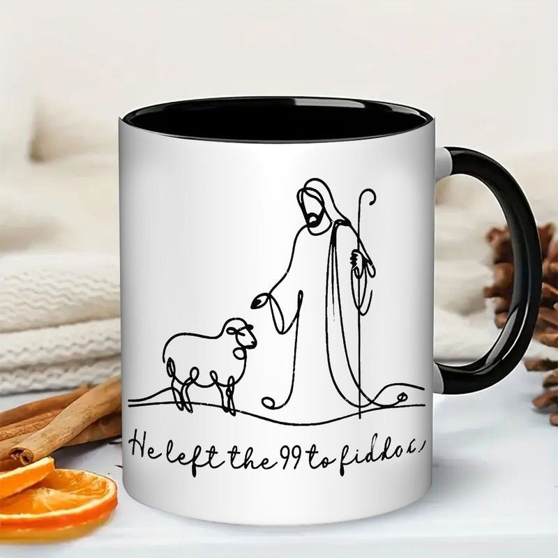 Tailorly Black Accent 11 oz Mug - christian faith based text with uplifting gift design