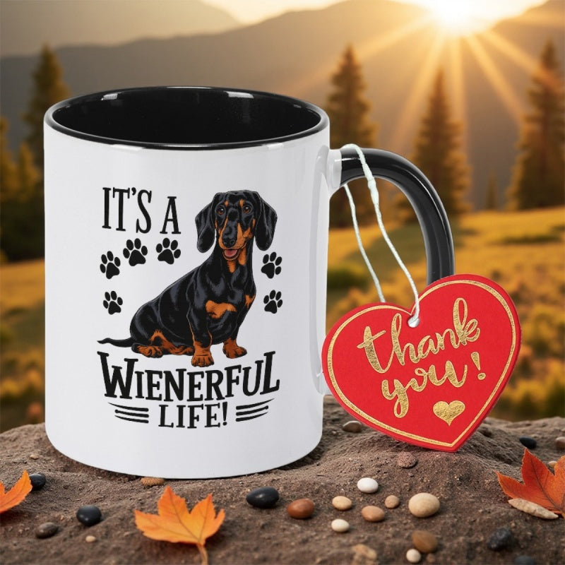 Tailorly Black Accent 11 oz Mug - dachshund design