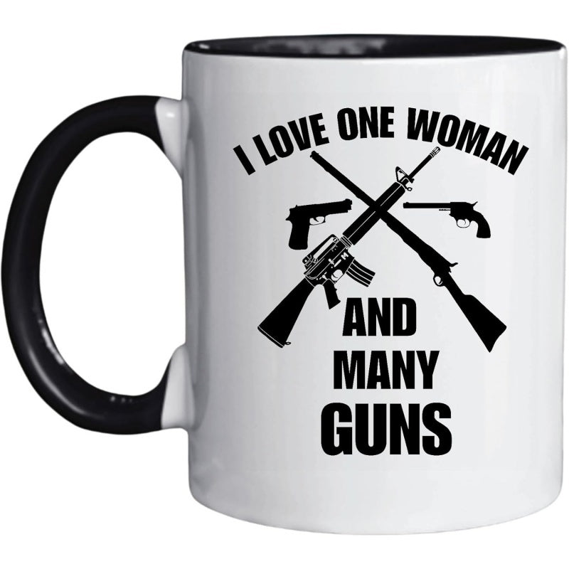 Tailorly Black Accent 11 oz Mug - nra logo and guns