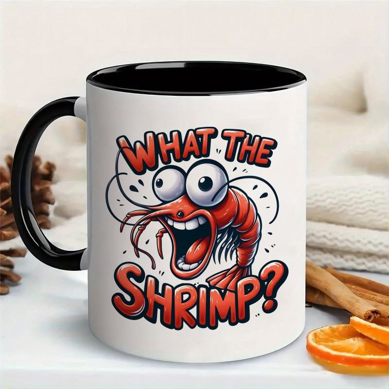 Tailorly Black Accent 11 oz Mug - funny shrimp or prawn cartoon seafood