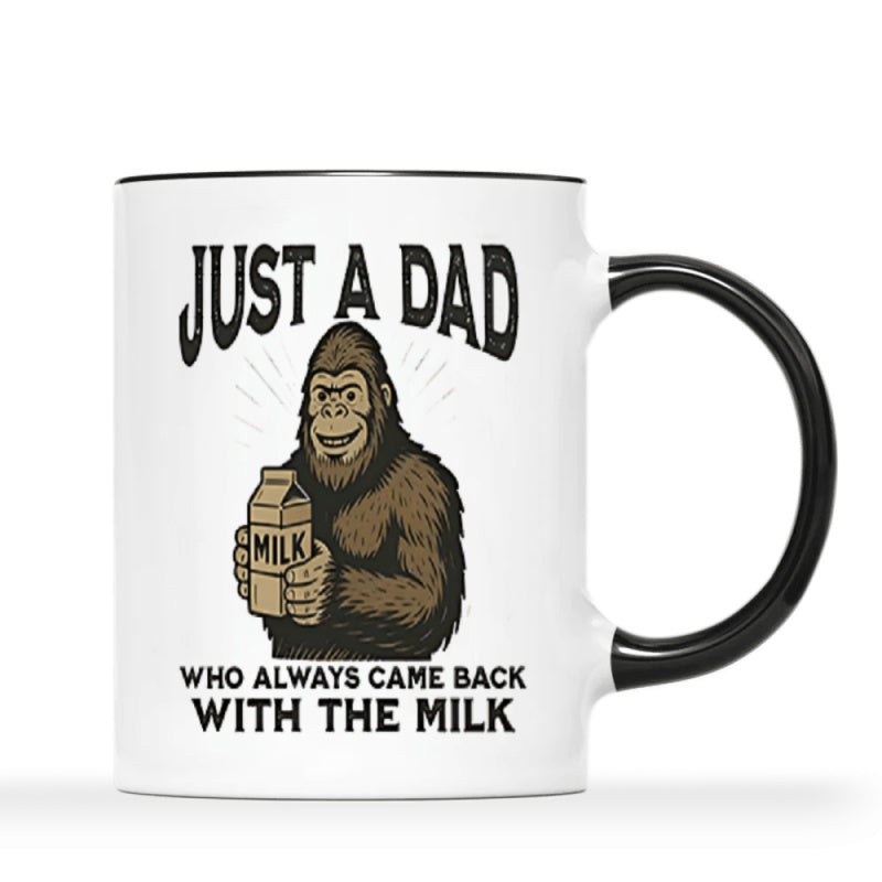 Tailorly Black Accent 11 oz Mug - just a dad who back with humorous gift gorilla design