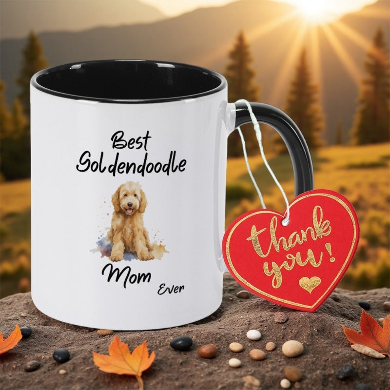 Tailorly Black Accent 11 oz Mug - goldendoodle