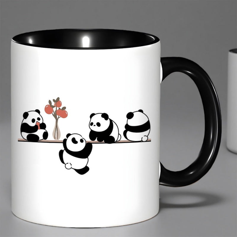 Tailorly Black Accent 11 oz Mug - cute panda design