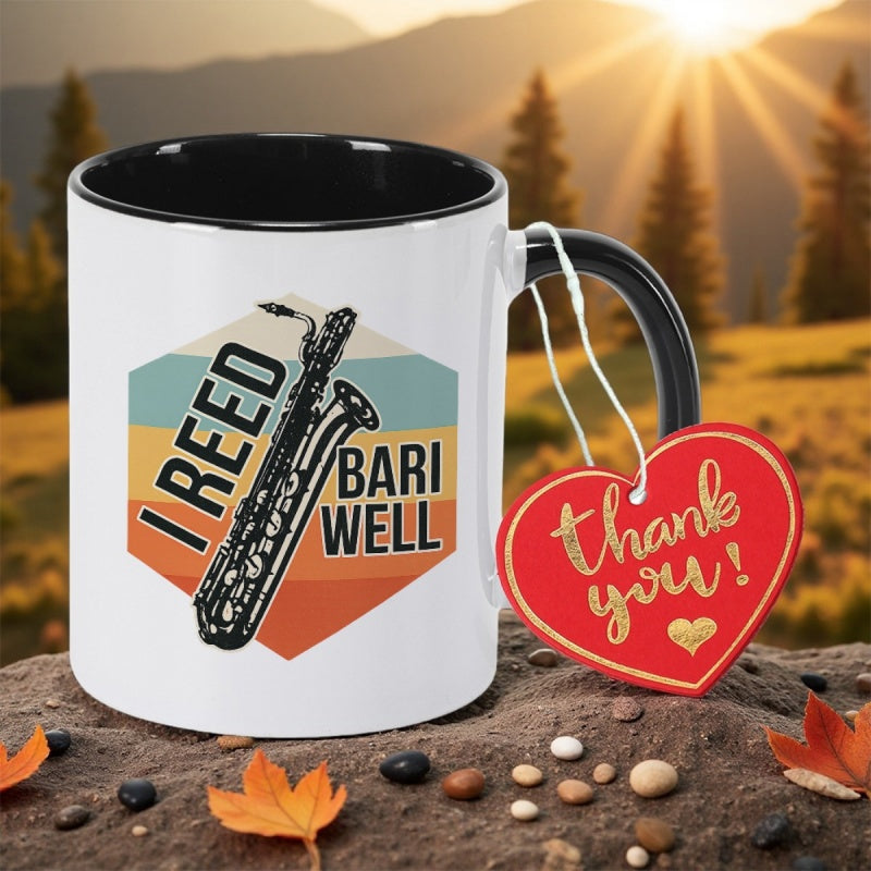 Tailorly Black Accent 11 oz Mug - bari sax black saxophone design