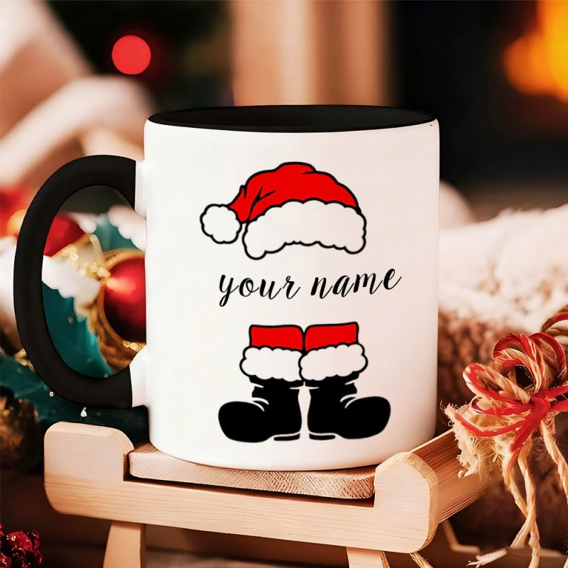 Tailorly Black Accent 11 oz Mug - santa hat and santa claus