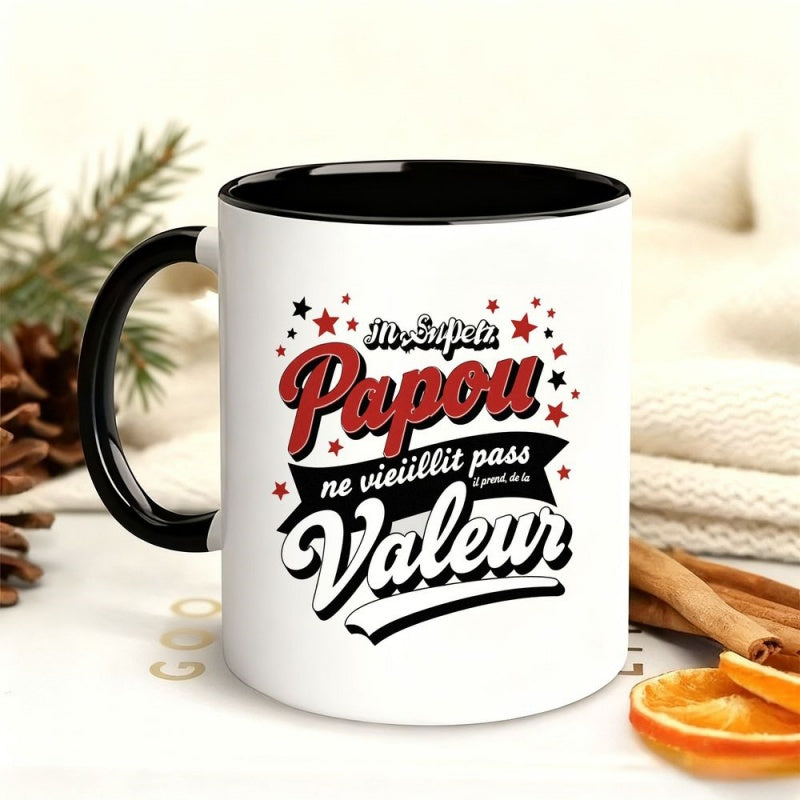 Tailorly Black Accent 11 oz Mug - red prints