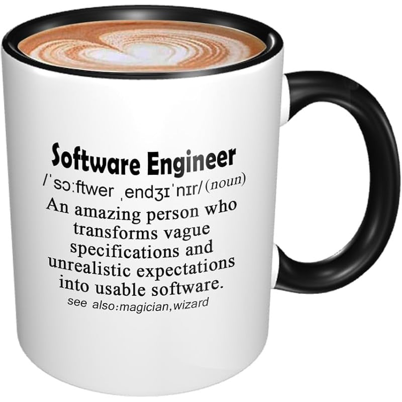 Tailorly Black Accent 11 oz Mug - funny explanation of software engineer text