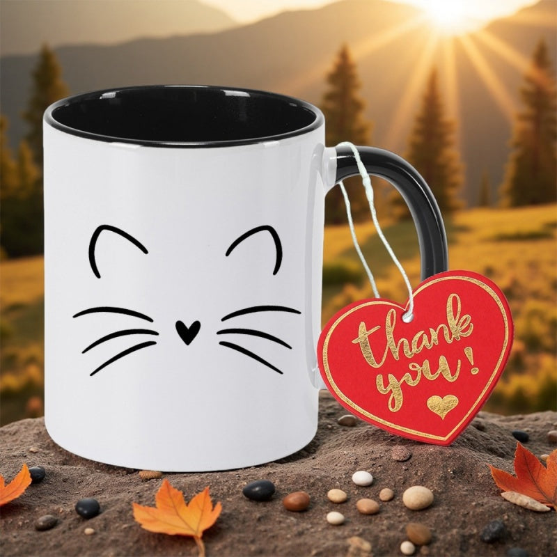 Tailorly Black Accent 11 oz Mug - cat ears