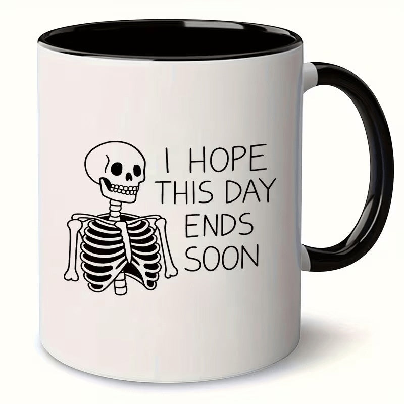 Tailorly Black Accent 11 oz Mug - gothic coffee mug with text "heavy duty"