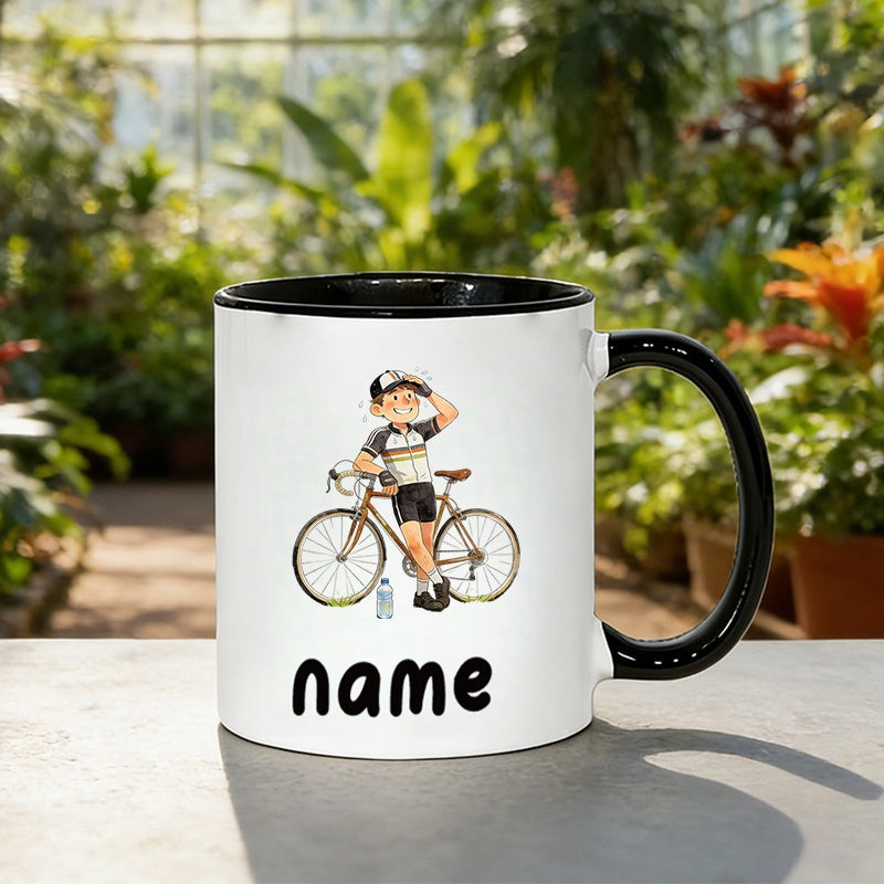 Tailorly Black Accent 11 oz Mug - cartoon cyclist