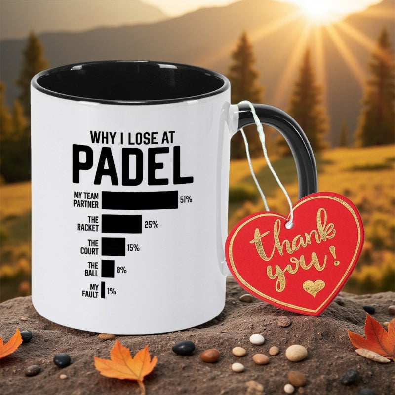 Tailorly Black Accent 11 oz Mug - funny padel statistics