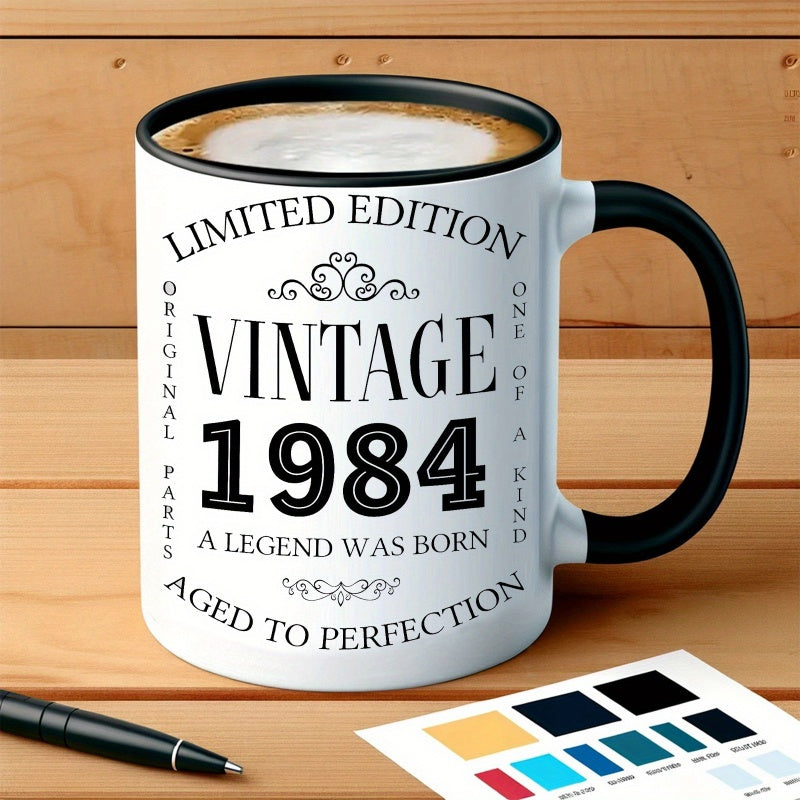 Tailorly Black Accent 11 oz Mug - 40th 50th 60th 70th 80th vintage design birthday
