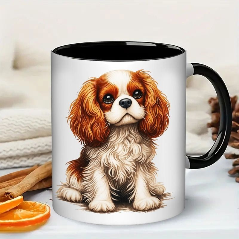 Tailorly Black Accent 11 oz Mug - puppy with brown patches
