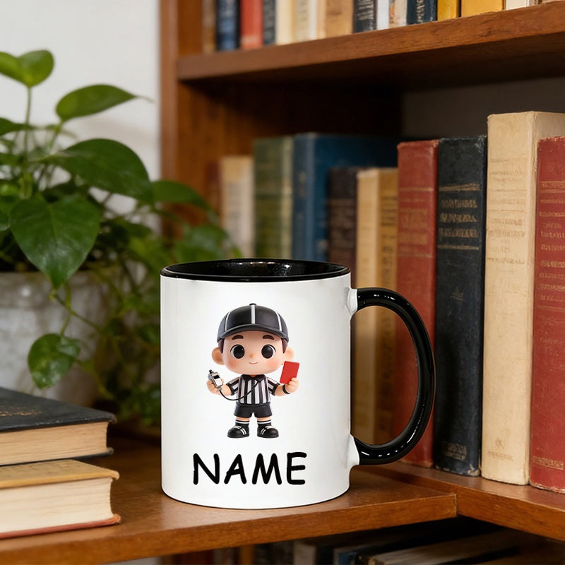 Tailorly Black Accent 11 oz Mug - black and white referee theme