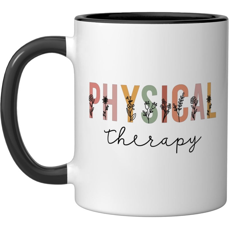 Tailorly Black Accent 11 oz Mug - black and white illustration related to physical students and therapists