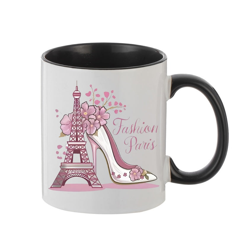 Tailorly Black Accent 11 oz Mug - romantic high heel pattern