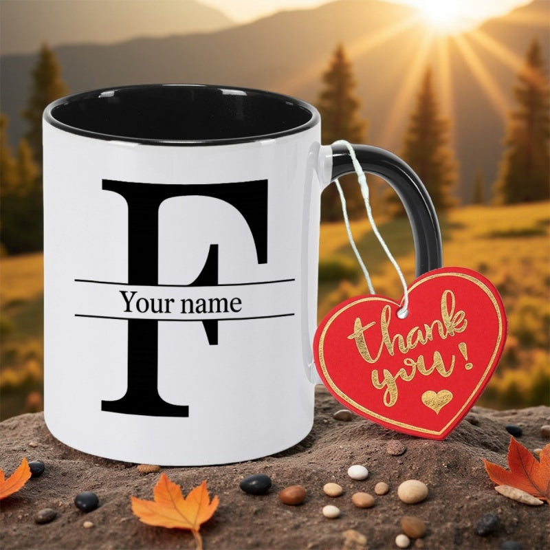 Tailorly Black Accent 11 oz Mug - ceramic coffee mug with a stylish office workers students and as a gift for grandparents ideal for new year or
