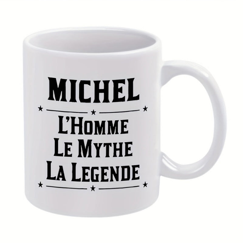 Tailorly White Ceramic 11 oz Mug - Vintage Style Bold Typography With Decorative Stars And Horizontal Lines Sign