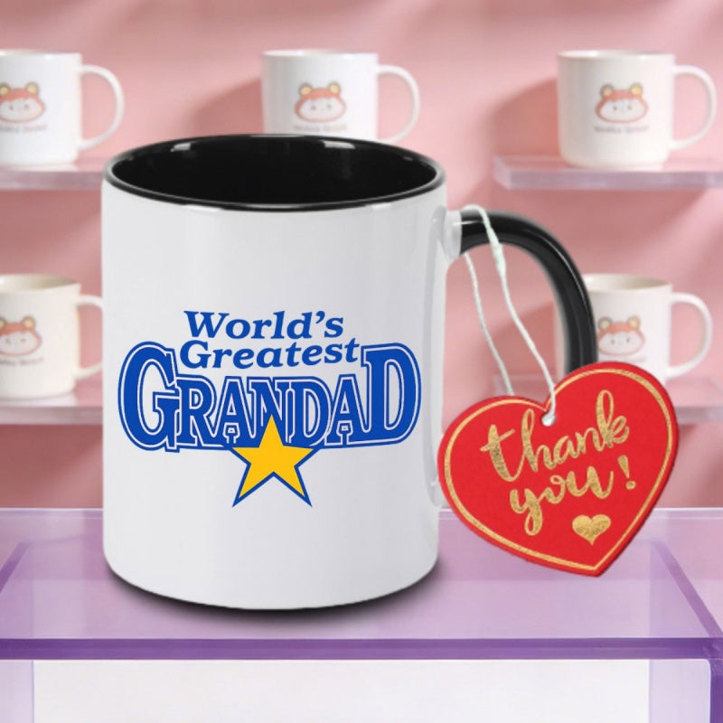 Tailorly Black Accent 11 oz Mug - vintage 1980s granddad flatdad grandpa print logo