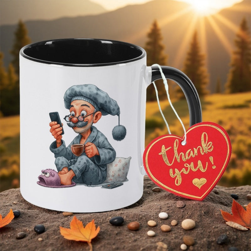 Tailorly Black Accent 11 oz Mug - humorous cartoon elderly