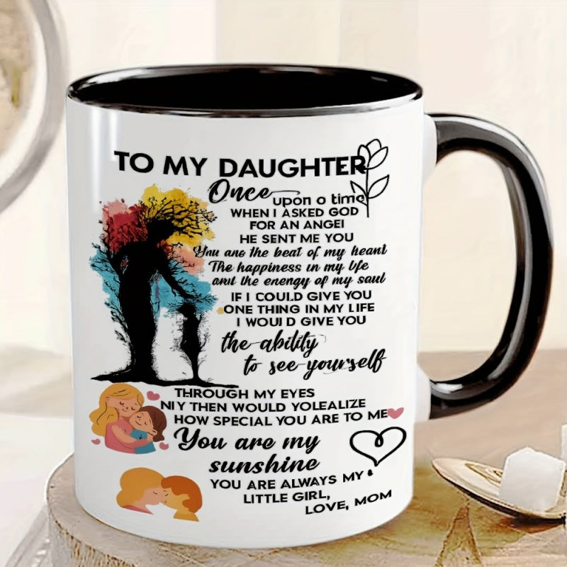 Tailorly Black Accent 11 oz Mug - 1pc 11oz mom daughter quote ceramic coffee mug gift with to my daughter message tree inspirational words for