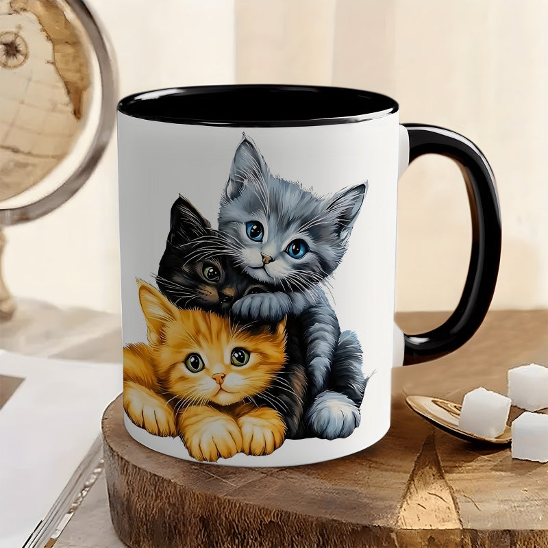 Tailorly Black Accent 11 oz Mug - kitten design