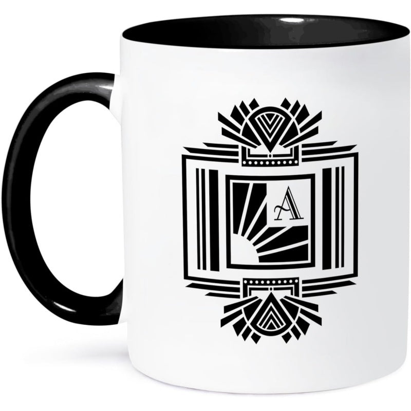 Tailorly Black Accent 11 oz Mug - script with red heart motif
