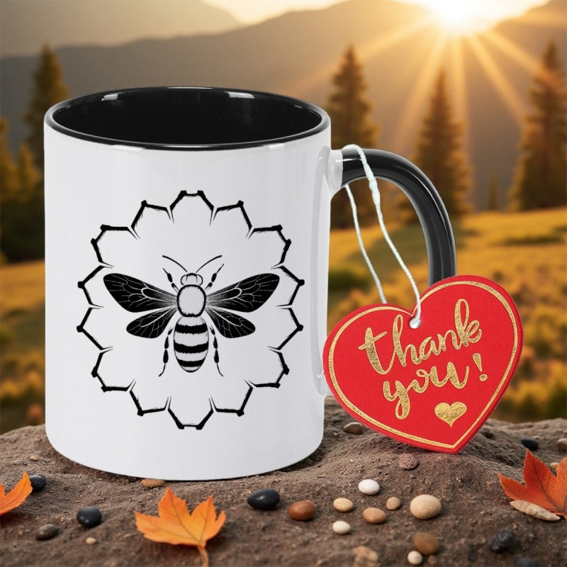 Tailorly Black Accent 11 oz Mug - bee and beehive