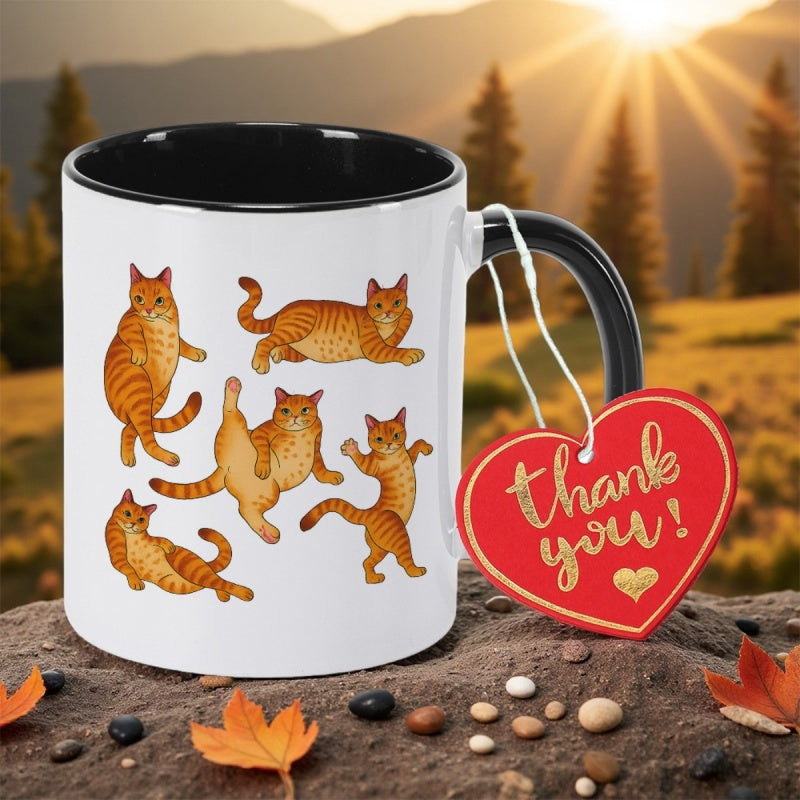 Tailorly Black Accent 11 oz Mug - orange print