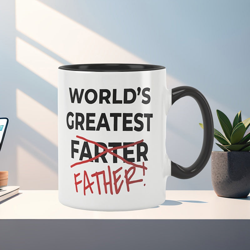 Tailorly Black Accent 11 oz Mug - funny fathers day text "best farter" funny fathers day text "from son daughter" christmas presents fun birthday text