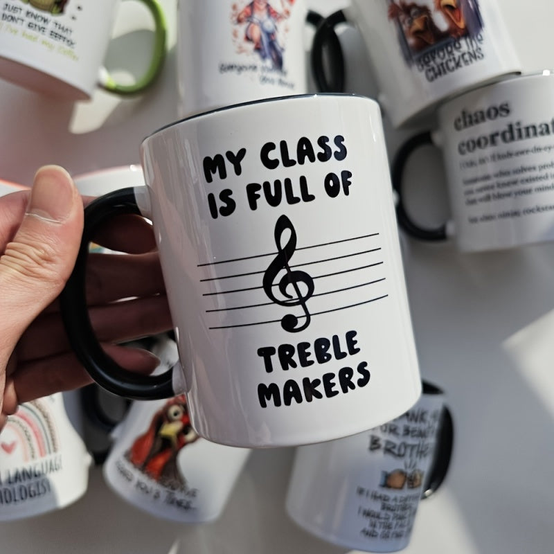 Tailorly Black Accent 11 oz Mug - 1pc coffee mug water cup band teacher mug gift idea 11oz coffee mug for music teachers gifts for educator appreciation