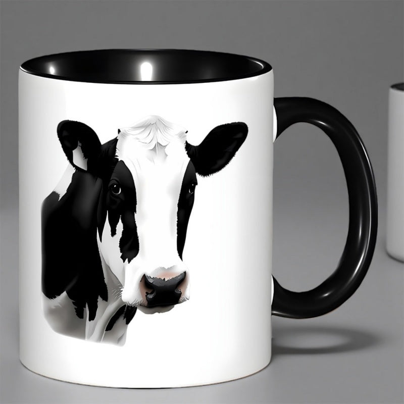 Tailorly Black Accent 11 oz Mug - cow pattern