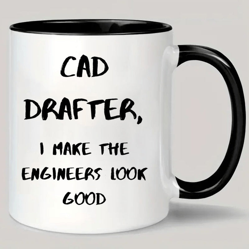 Tailorly Black Accent 11 oz Mug - cad drafting design I make humorous text insulated reusable coffee cup design perfect gift text engineers and cad design graphic