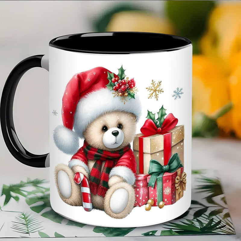 Tailorly Black Accent 11 oz Mug - festive christmas bear