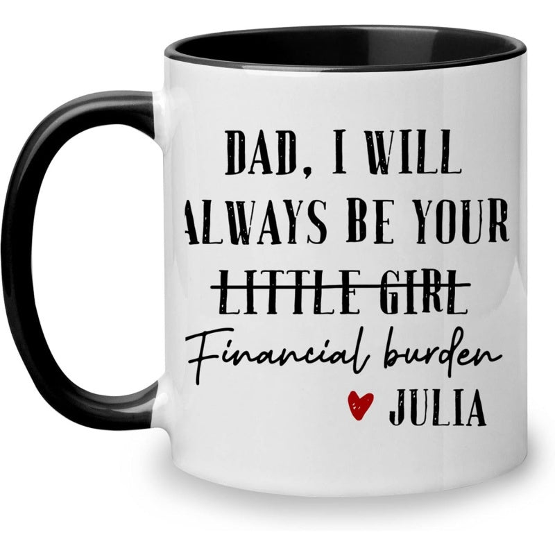 Tailorly Black Accent 11 oz Mug - heart shaped handle